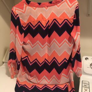 Colorful Quarter-sleeve Chevron Blouse